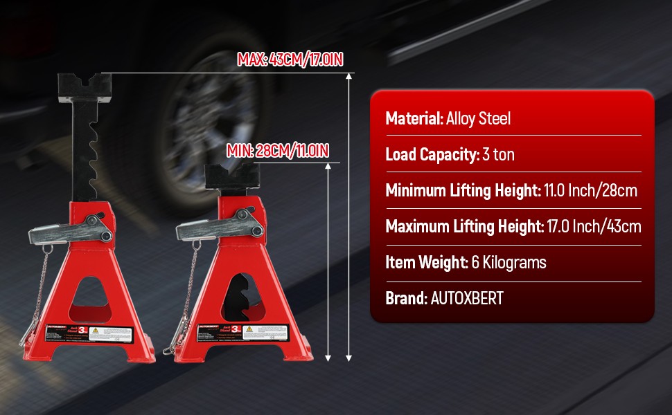 3Ton Jack Stand Adjustable Truck Lift Hoist Heavy Duty Steel Car with Rubber Pad