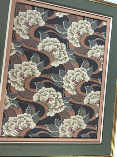 Framed Textile Wall Art Peony Floral Fabric Panel 32x43 Vintage Gold Frame - Picture 21 of 23