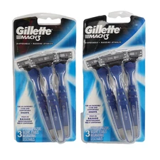2 PACK Gillette Mach3 Men's Disposable Razors, 3 Count Each (6 Total)