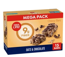 Fiber One Chewy Bars, Oats & Chocolate, Fiber Snacks, Mega Pack, 15 ct