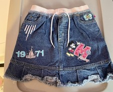 Vintage Girls Walt Disney World Mickey Mouse Denim Skirt Size Small