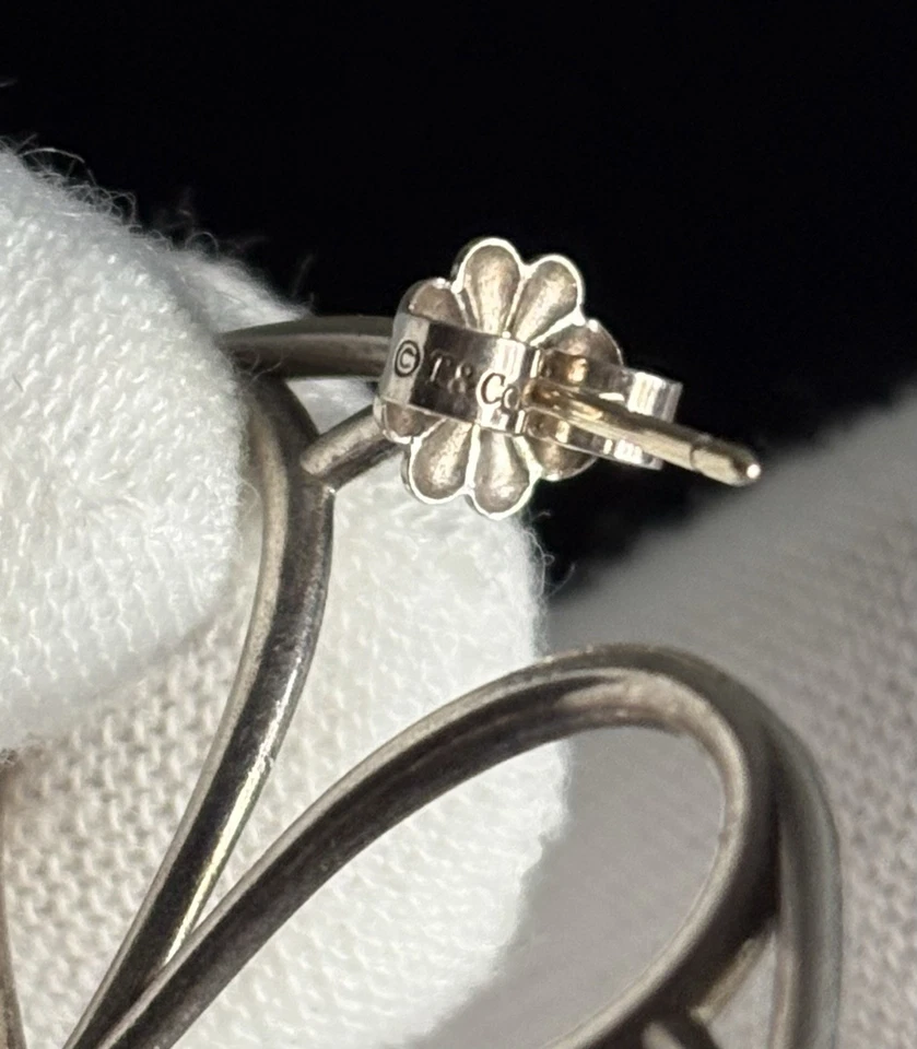 Pendiente Tiffany & Co Flor Margarita Aro Grande 1.5 pulgadas Plata de Ley 925 Foto 3 de 4