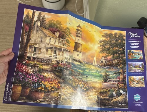 Buffalo Puzzle-"Cottage By The Sea" Chuck Pinson 1000 Pcs With Poster-Complete - Picture 7 of 7