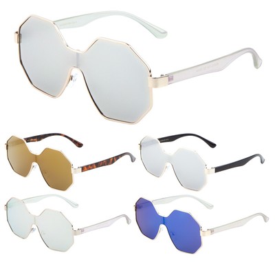 Plastic Retro Aviator Sunglasses Oversized Shield Style Amazon.com: AENMTU Trendy Retro Aviator Sunglasses with Side  main image 2