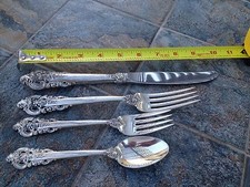 4 PC TRUE DINNER SIZE GRANDE BAROQUE SETTING WALLACE STERLING SILVER GRAND PLACE