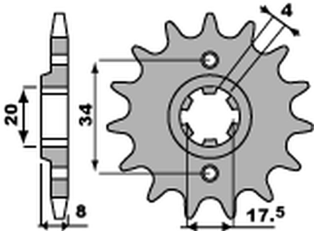 Pignon avant 14 dents pour Honda NSR 125R 1993-2002 et VT 125 C