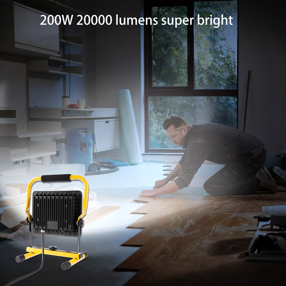 LED Fluter Flutlicht + Gelb Stativ Baustrahler Scheinwerfer 100W Mit