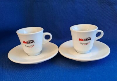 2x Espressotasse & Untertasse Caffè Molinari cinque stelle mit Unterteller 