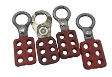 Master Lock Lockout Hasp Steel W/ Red Vinyl Coating LOT OF 4🔔