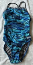 Dolfin Uglies Blue Radar Racer 1pc Swimsuit Girls 30 10