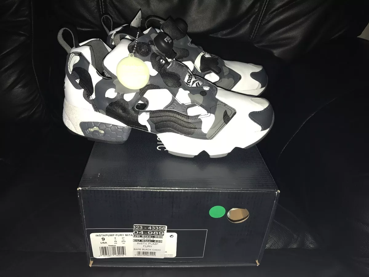 BAPE X MITA X REEBOK INSTA PUMP FURY BLACK CAMO ALL SIZES UK 7 8 9 10 11 NEW