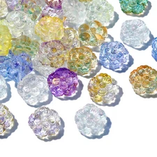 100x Lampwork Glass Crystal Floral Flower Loose Spacer Beads for Jewelry Making
