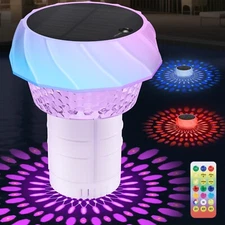 Solar Pool Chlorine Floater Dispenser   Colorful Light w/Remote Control & Timer