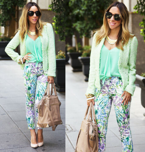 Zara boucle mint green tweed blazer with studs size XS BNWOT - Afbeelding 1 van 4