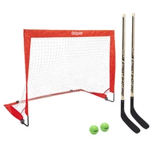 GoSports Hockey Street Set - Includes Pop-Up Goal and 2 Hockey Sticks & Balls