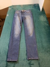 American Eagle Jeans Sz 00 Long Womens Blue Pants Stretch Mid Rise Jegging Ankle