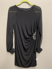 Eliza J Women's Size 8 Black Dress Missy Dress Long Sleeve Rhinestone NWT New