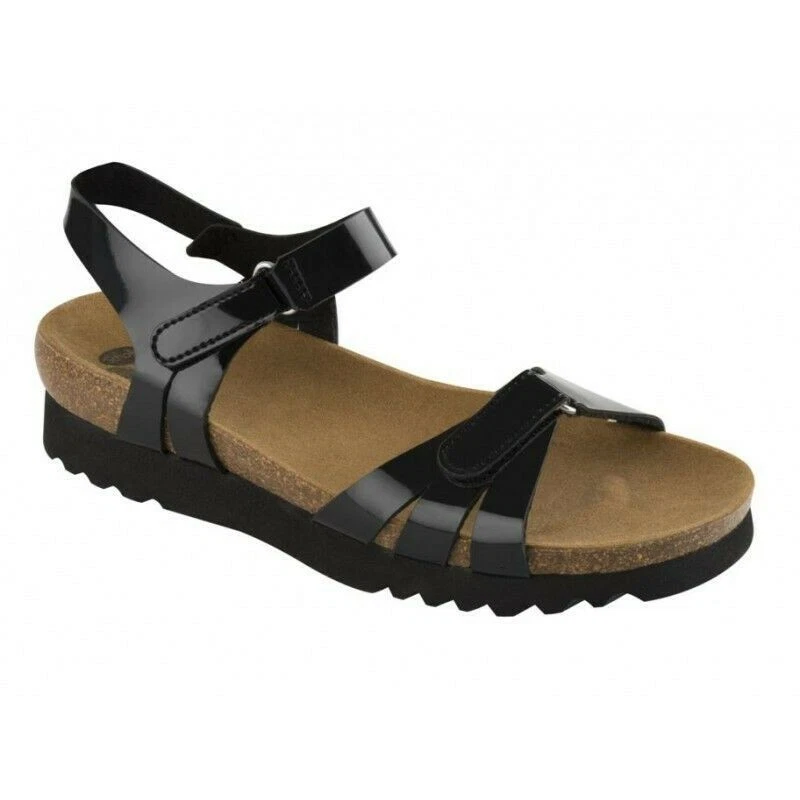 Sandali Donna Scholl Con Doppia Fascia E Cinturino Regolabile, Tacco A Zeppa, Colore Nero - Comfort E Stile Per L'estate