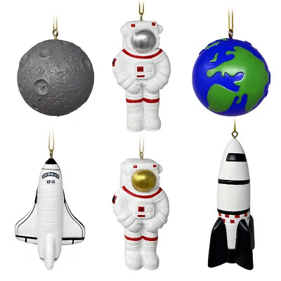Edu-Sci Space Resin Hanging Decorations - Astronaut Rocket Shuttle Earth Moon