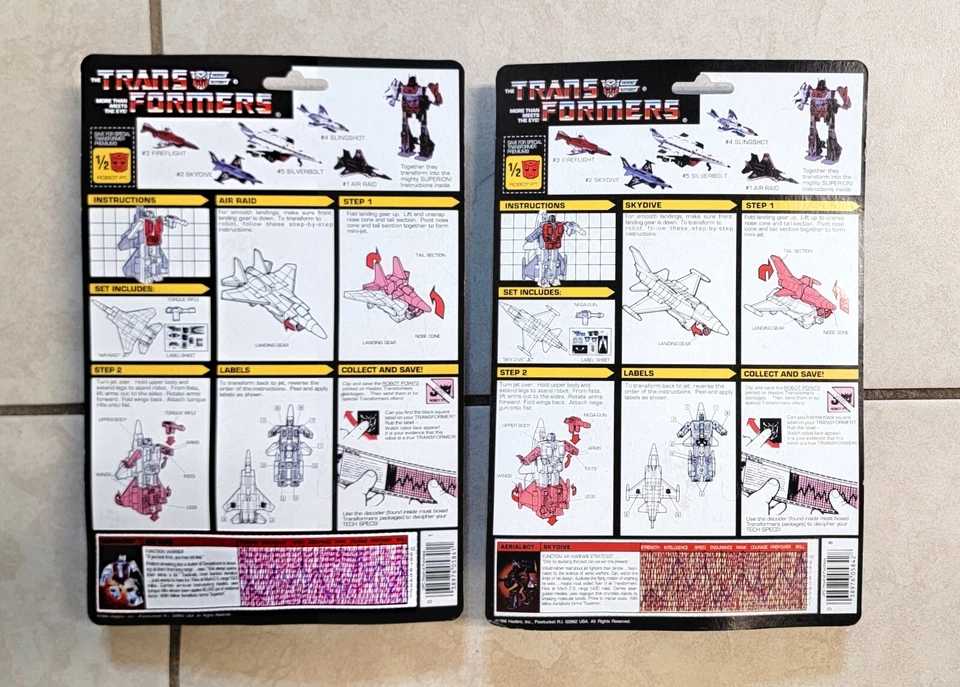 TRANSFORMERS G1 CARDED AERIALBOTS US SELLER MOSC RARE SET! SUPERION SILVERBOLT - Image 3 of 4