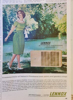 1961 Pretty Brunette Lennox Air Conditioning Natures Freshness Vintage 