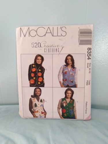 McCall's 8354 Ladies Size Small 8-10. Lined Front Botton Up Vest.new