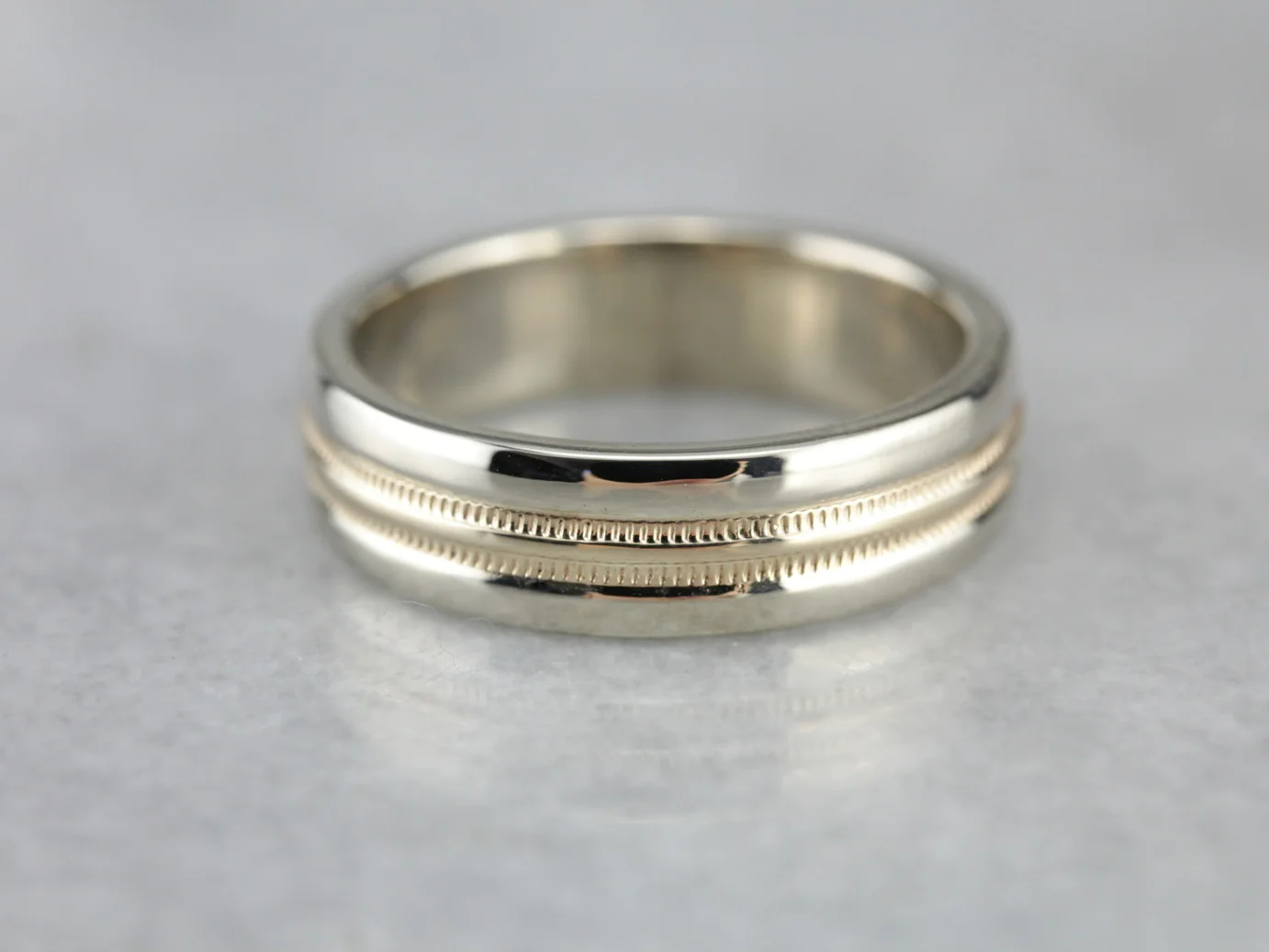 Vintage Two Tone Gold Wedding Band-image