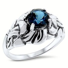 GENUINE LONDON BLUE TOPAZ NOUVEAU ANTIQUE STYLE 925 STERLING SILVER RING  1000Z