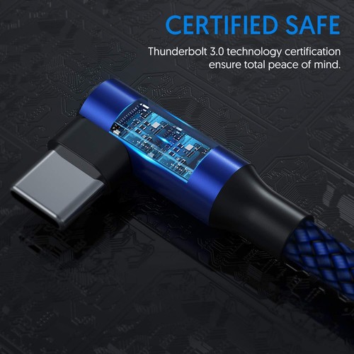 USB C Cable 90 Degree Right Angle2Pack 10FT USB A to Type C Nylon Braided Fas... - Photo 2 sur 7