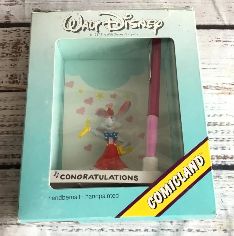 RARO Juego de Bolígrafos Caja Disney Felicitaciones Figura Roger Años 80 Quién Enmarcó LEER Foto 2 de 4