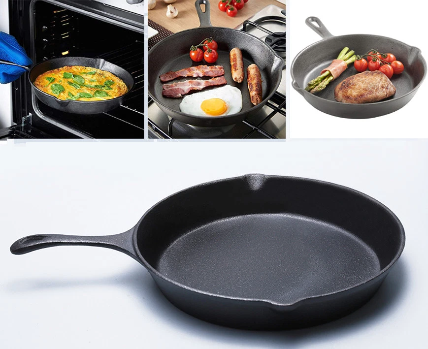 Pre Seasoned Cast Iron Skillet Frying Pan Oven Safe Grill Cookware Griddle Pan