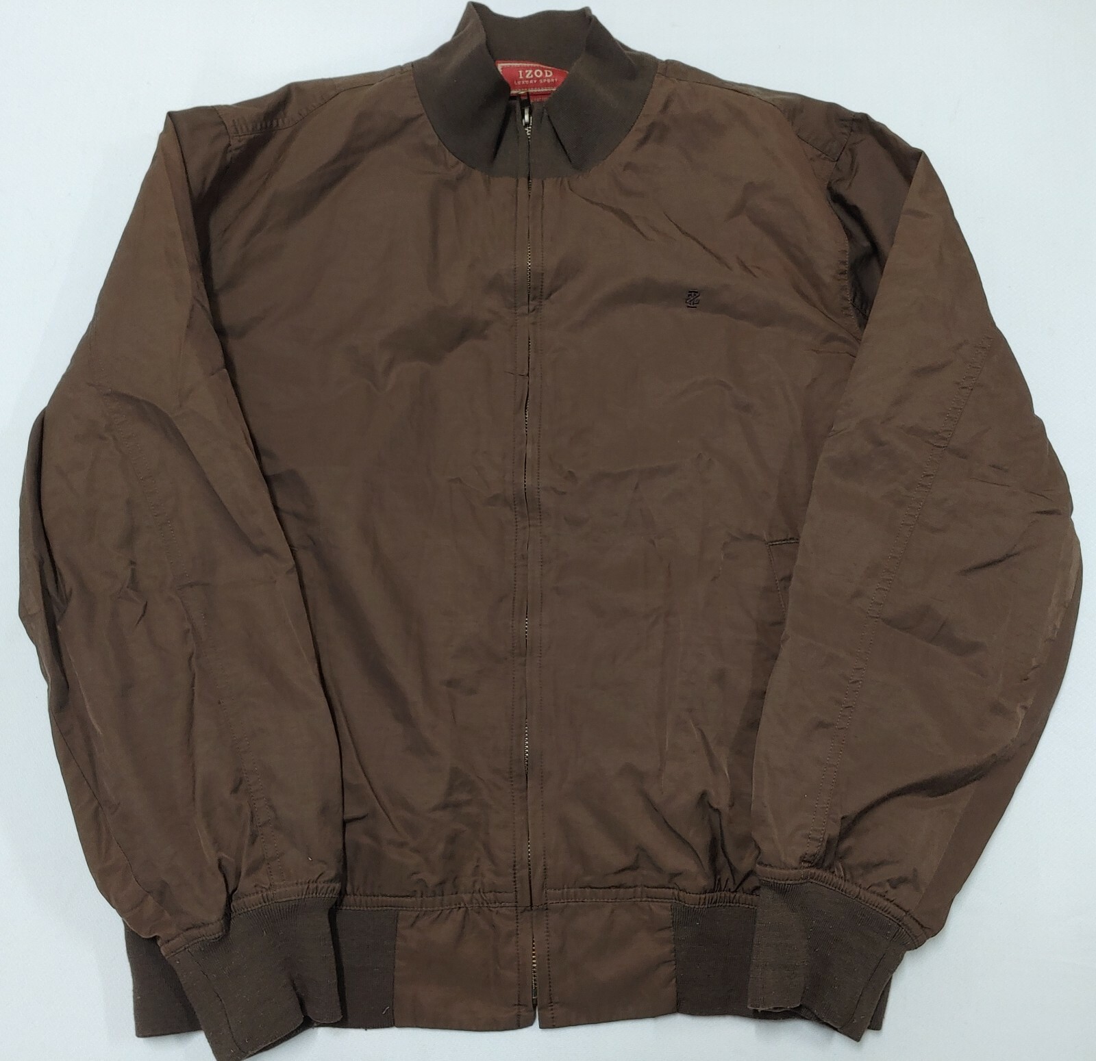 Izod Jacket Large Brown Bomber Plaid 