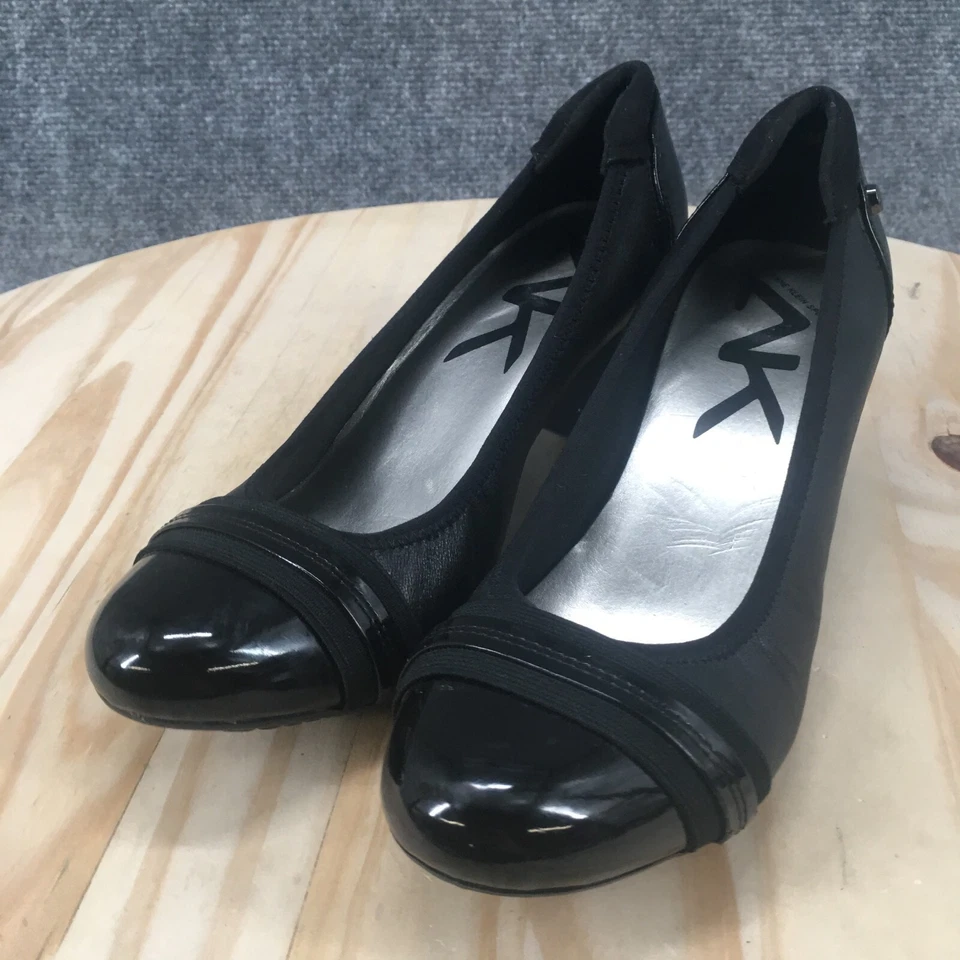 Zapatos de salón Anne Klein para mujer 7 M Guardian sin cordones de cuero negro tacones informales Foto 3 de 4