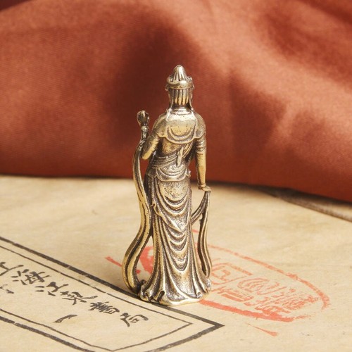 4.3CM Collectable Chinese Brass Carved Kwan-yin Guan Yin Buddha Exquisite Small - Picture 5 of 6