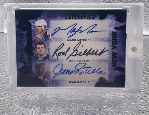 Auto Rangers Team Signed (6) Messier, Esposito, Cashman /3 Encased Leaf Hockey