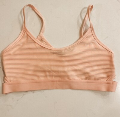 Nike Dri-Fit Indy Crisscross Back Sports Bra, Shadow Stripe Coral Pink 