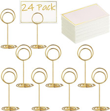 24 Pcs Premium Mini Table Number Holders and 24 Pcs Place Cards with Gold Foil B