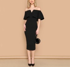 Black Elegant Off The Shoulder Bodycon Dress