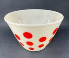 Vtg Fire King Oven Ware Milk Glass Red Polka Dot X Large 9.5 Mixing Nesting Bowl