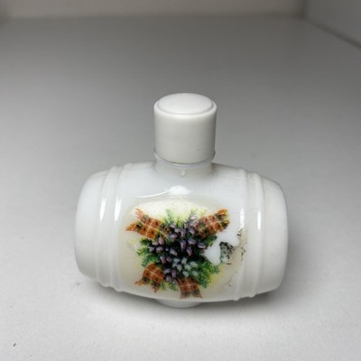 Vintage LEER Flieder/Veilchen Fass Parfüm Flakon, im weißen Milchglas. 5cm