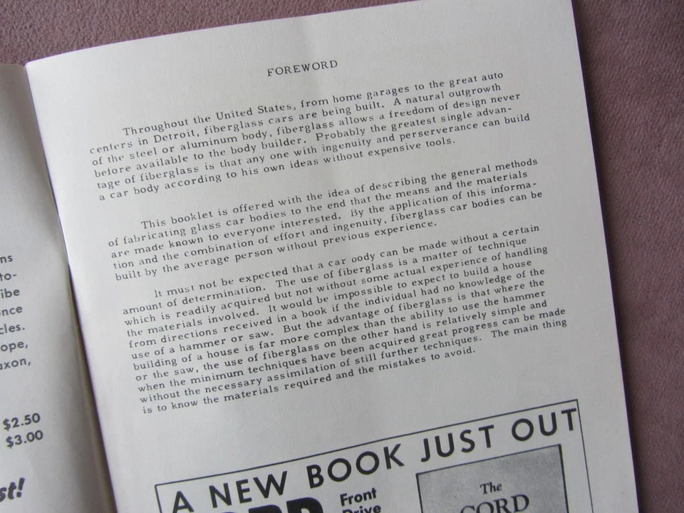 1958 Original Vtg How to Build a Fiberglass Car Floyd Clymer w Envelope Victress - Image 3 of 4