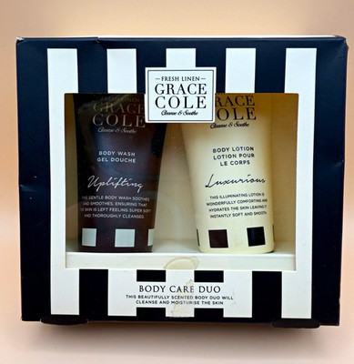 Grace Cole Fresh Linen Body Care Duo Gift Set Body Wash & Lotion NIB Box Wear