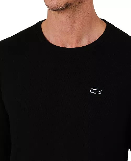 $55 Lacoste Men's Waffle Knit Thermal Sleep Shirt - Black - Medium-New With Tag thumbnail 4