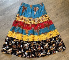 Vintage Western Rodeo Cowboy Tiered Long Horse Skirt Maxi Long