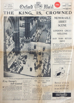 OXFORD POSTZEITUNG 12. MAI 1937 KÖNIG GEORGE VI WIRD GEKRÖNT KRÖNUNG SCHLAGZEILE