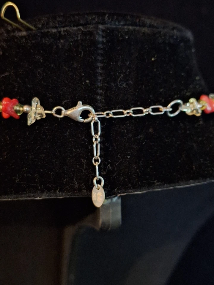 Collar de cuentas de ágata con cuentas de plata de ley firmado M 16” con extensor de 2”  Foto 4 de 4