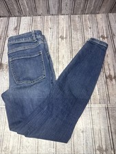 Maurices Womens Everflex High Rise Straight Blue Jeans Size 4 Reg Distressed