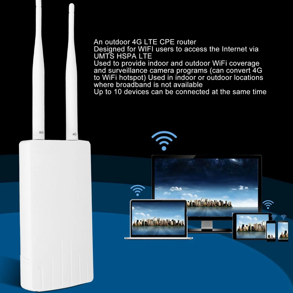 4G LTE CPE WiFi Router 150Mbps Mobile WiFi Router With 2pcs Antennas 100‑240V E - Image 2 of 4