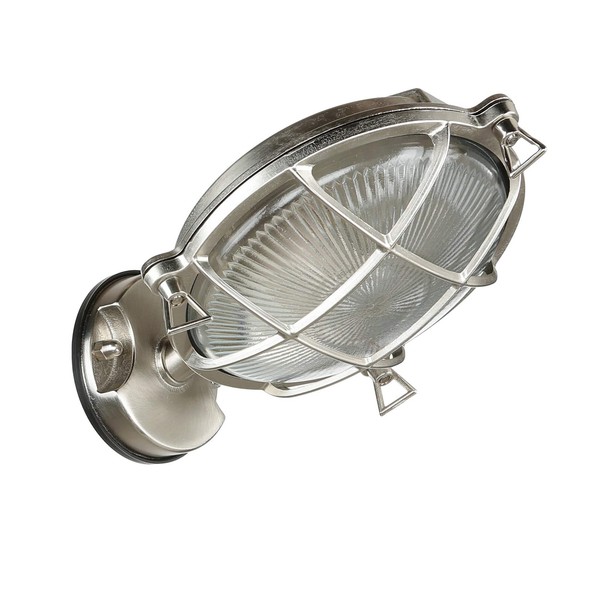 Wandleuchte AußEnlampe Maritim Messing Riffelglas IP64 E27 Massiv Haus Garten-image