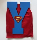 Superman Superhero Hand Painted Wood Lettering ‘Y’